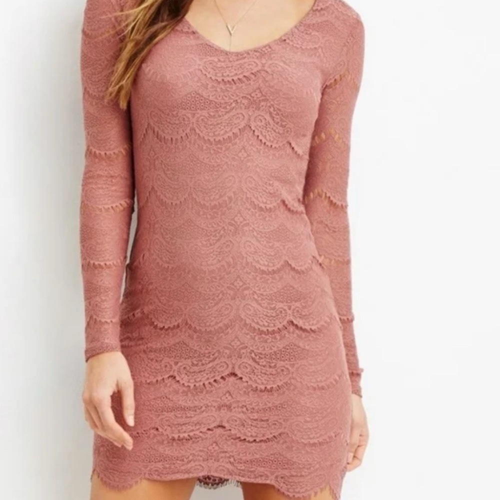 Forever 21 Eyelash Pink Lace Dress